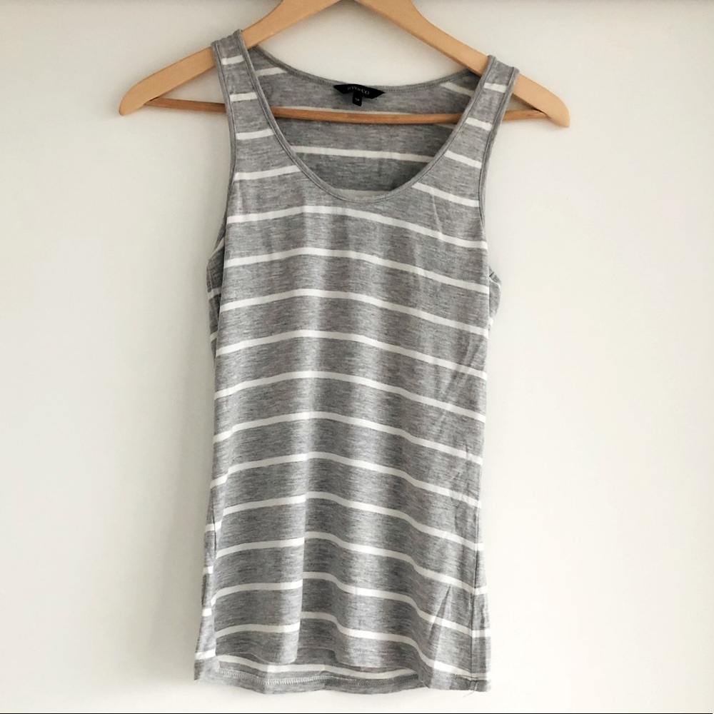 RW&Co White & Grey Striped Tank Top | S